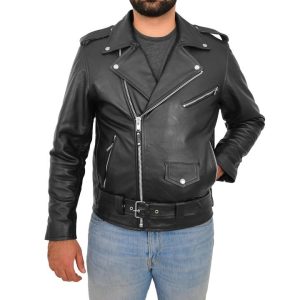 Alternative view of Mens Heavy Duty Leather Biker Brando Jacket Kyle Black SI-163