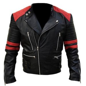 Alternative view of BRANDO BIKER BLACK & RED LEATHER JACKET SI-164