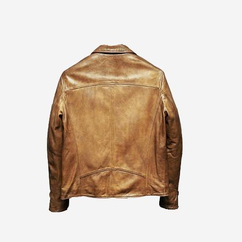 BROWN BIKER FOUR POCKET SHEEPSKIN LEATHER JACKET SI-174 - Image 3