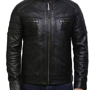 Black Biker Leather Jacket For Men SI-170