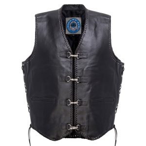 Alternative view of JOHNNY REB MENS CAPRICORN LEATHER VEST - BLACK SI-811