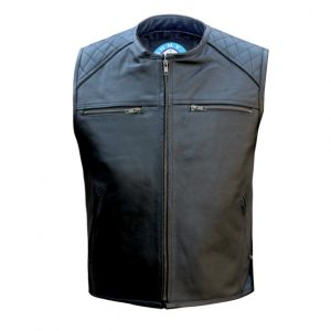 JOHNNY REB MENS SAVAGE RIVER LEATHER VEST - BLACK SI-804