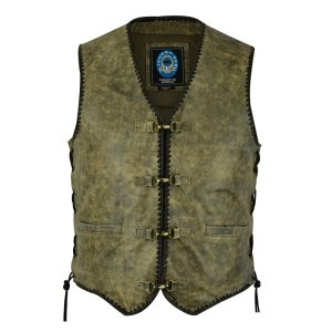 JOHNNY REB MENS STURT CRACKER LEATHER VEST - CRACKER SI-803