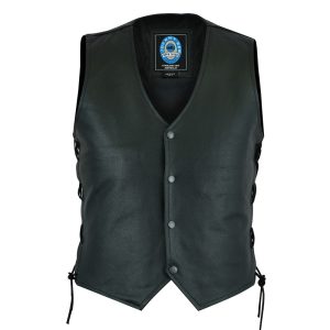 JOHNNY REB MENS PLENTY LEATHER VEST - BLACK SI-801