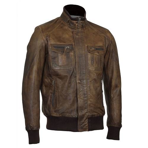 MEN’S BROWN BOMBER LEATHER JACKET SI-226 - Image 2