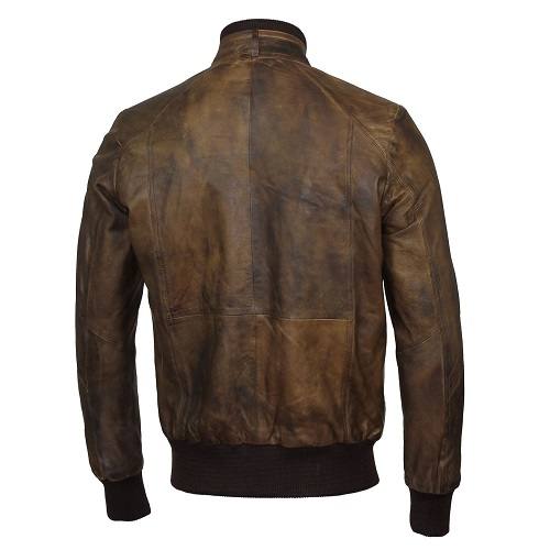 MEN’S BROWN BOMBER LEATHER JACKET SI-226 - Image 3