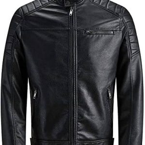 Men’s Black Biker Leather Jacket SI-173