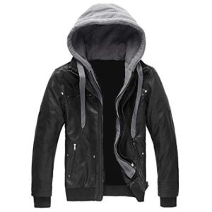 REMOVABLE HOOD BOMBER MEN’S LEATHER JACKET SALE SI-218