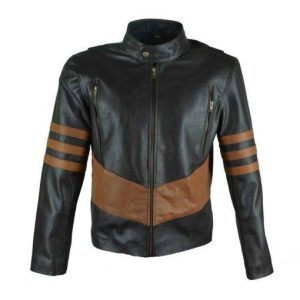MEN CAFE RACER BROWN STRIPE LEATHER JACKET SI-177