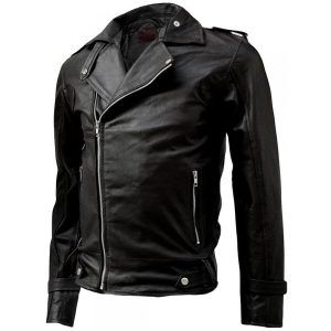 Alternative view of Attractive Men Zipper Black Rain Leather JacketSI-116
