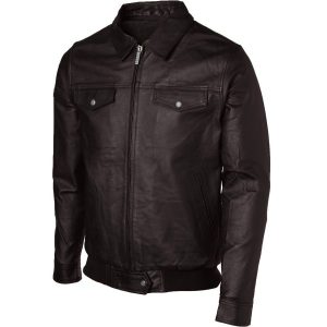 Alternative view of Men's Expressive Brown Bomber Leather Jacket SI-207