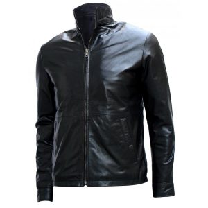 Alternative view of Black Biker Minority Report Leather Jacket SI-107