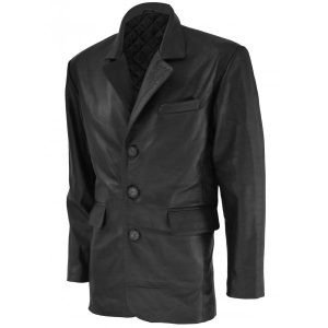 3 Button Men Timeless Leather Coat SI-306