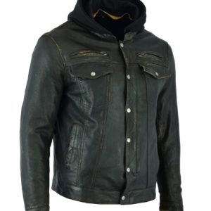 Men’s Lightweight Drum Dyed Distressed Naked Lambskin Jacket SI-152